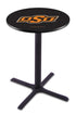 L211 - 36"" Black Wrinkle Oklahoma State Pub Table
