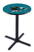 Holland Bar Stool Co. Sports Team L211 - 42"" Black Wrinkle San Jose Sharks Pub Table