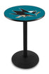 Holland Bar Stool Co. Sports Team L214 - 42"" Black Wrinkle San Jose Sharks Pub Table