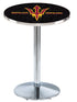 L214 - 42"" Chrome Arizona State Pub Table with Pitchfork Logo.