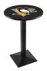 Holland Bar Stool Co. Sports Team L217 - 36"" Black Wrinkle Pittsburgh Penguins Pub Table