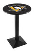 Holland Bar Stool Co. Sports Team L217 - 42"" Black Wrinkle Pittsburgh Penguins Pub Table