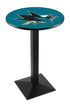 Holland Bar Stool Co. Sports Team L217 - 42"" Black Wrinkle San Jose Sharks Pub Table