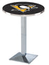 Holland Bar Stool Co. Sports Team L217 - 42"" Chrome Pittsburgh Penguins Pub Table