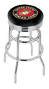 25"" L7C3C - Chrome Double Ring U.S. Marines Swivel Bar Stool with 2.5"" Ribbed Accent Ring