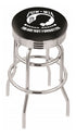 25"" L7C3C - Chrome Double Ring POW/MIA Swivel Bar Stool with 2.5"" Ribbed Accent Ring