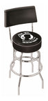 25"" L7C4 - Chrome Double Ring POW/MIA Swivel Bar Stool with a Back