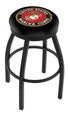 25"" L8B2B - Black Wrinkle U.S. Marines Swivel Bar Stool with Accent Ring