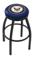 25"" L8B2B - Black Wrinkle U.S. Navy Swivel Bar Stool with Accent Ring