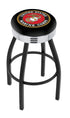 25"" L8B3C - Black Wrinkle U.S. Marines Swivel Bar Stool with Chrome 2.5"" Ribbed Accent Ring