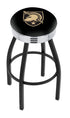 30"" L8B3C - Black Wrinkle US Military Academy (ARMY) Swivel Bar Stool with Chrome 2.5"" Ribbed Accent Ring