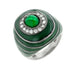 Green Enamel Crystal Cocktail Ring Size 9