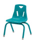 Offex 8""H School Kids Stack Chair with Powder Coated Legs Teal