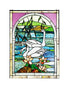 22""Wx30""H Swans Stained Glass Window