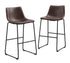 Faux Leather Dining Kitchen Barstools Set of 2 - Brown