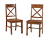 Antique Brown Wood Dining Kitchen Chairs - Set of 2