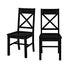 Antique Black Wood Dining Kitchen Chairs - Set of 2