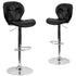 2 Pk. Contemporary Tufted Vinyl Adjustable Height Barstool with Chrome Base