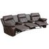Reel Comfort Series 3-Seat Reclining Leather Theater Seating Unit with Curved Cup Holders