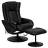 Massaging Leather Recliner and Ottoman with Leather Wrapped Base