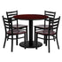 36'' Round Laminate Table Set with 4 Ladder Back Metal Chairs