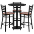 30'' Round Laminate Table Set with 3 Ladder Back Metal Barstools