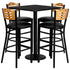 30'' Square Laminate Table Set with 4 Wood Slat Back Metal Barstools