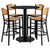 36'' Round Laminate Table Set with 4 Wood Slat Back Metal Barstools