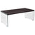 Cedar Lane Collection Wood Grain Finish Coffee Table with Glass Frame