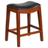 26'' High Backless Wood Counter Height Stool with Leather Seat