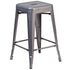 24'' High Backless Metal Indoor Barstool with Square Seat