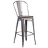 30"" High Barstool with Back and Wood Seat