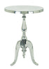 Traditional Style Aluminum Accent Table With Pedestal Base, Silver